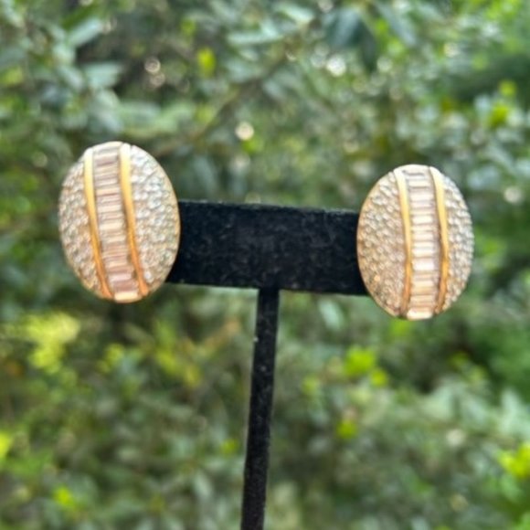 S.A.L SWAROVSKI Clear Crystal Gold EARRINGS - Picture 2 of 11